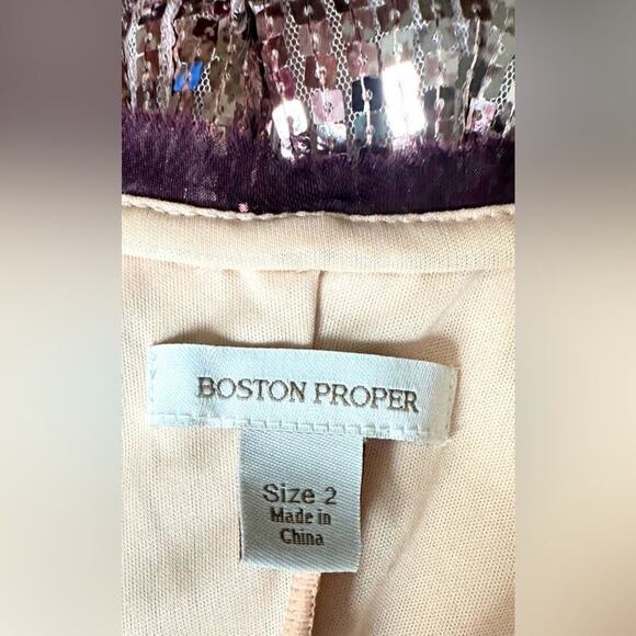 Boston Proper rose gold sequin mini dress w ruching. 2 - Picture 3 of 14